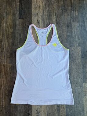 Rabbit Women’s Tank Top White Yellow Logo Size Large L Running Top Sleeveless